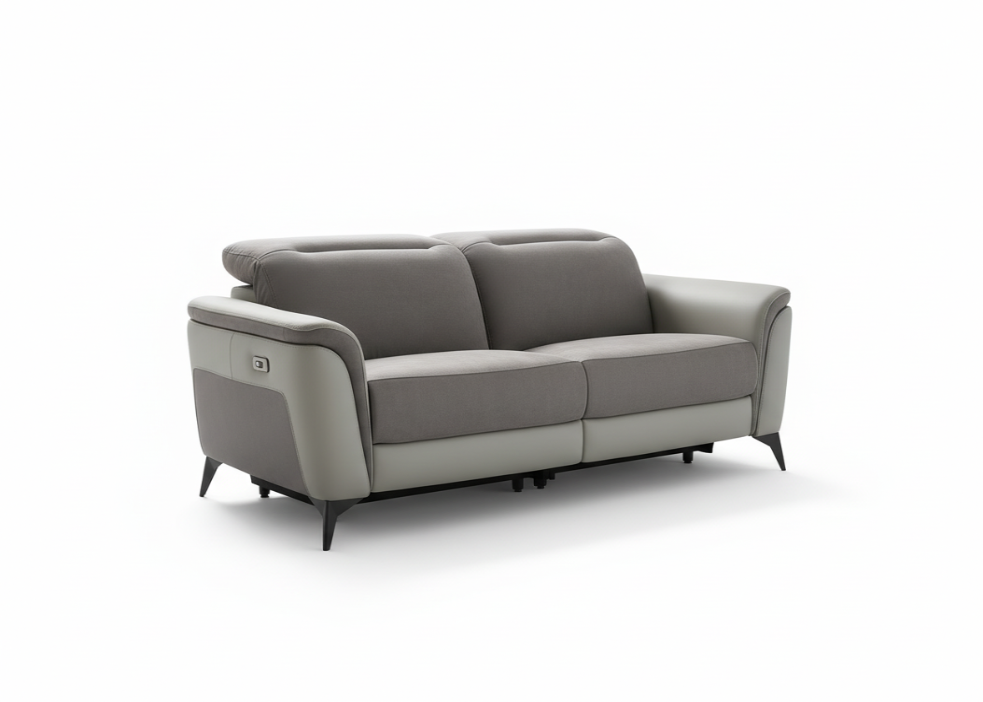 sofa relax em tecido e pele