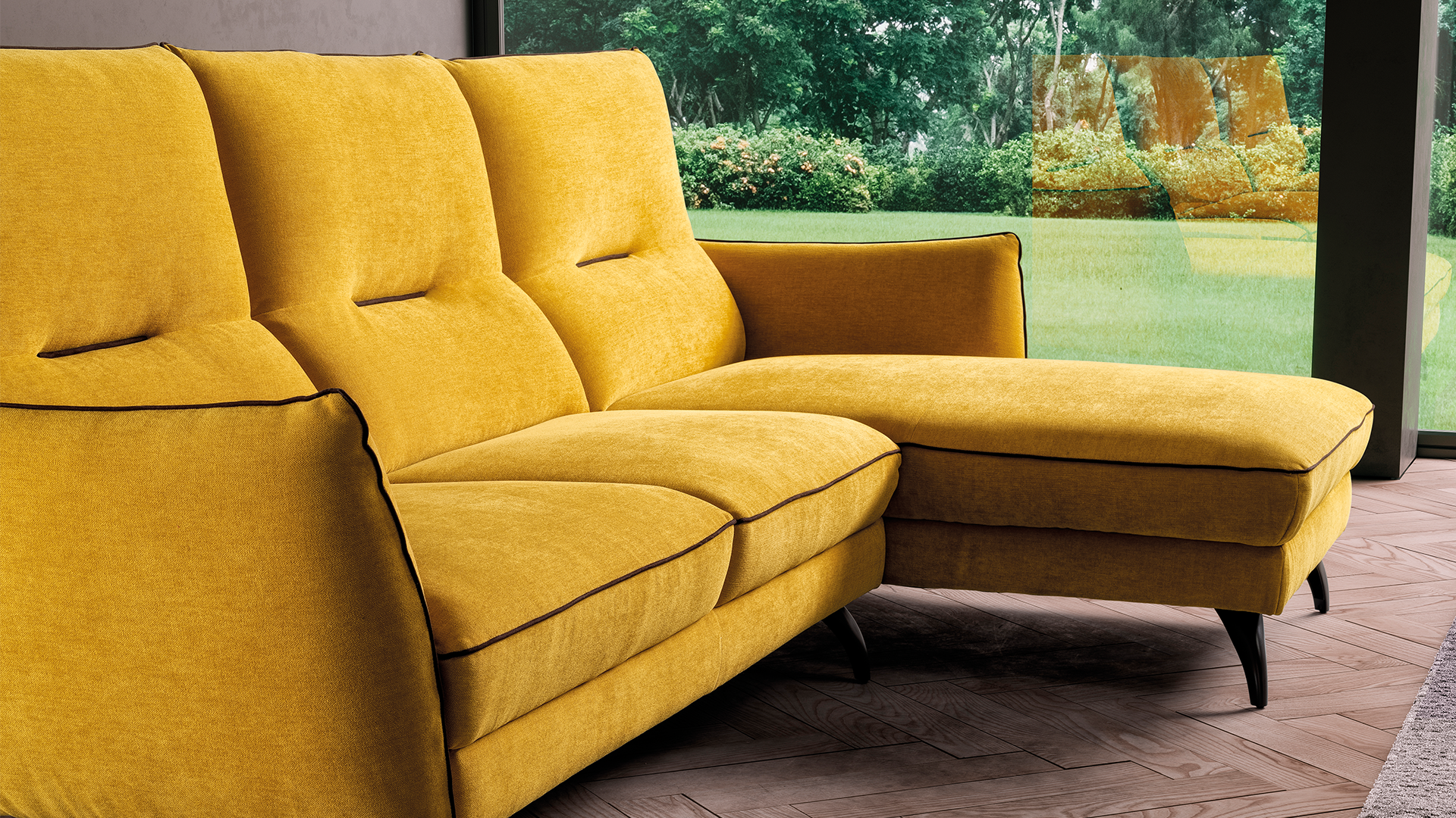 chaise-longue debbie fixo em tecido ou pele