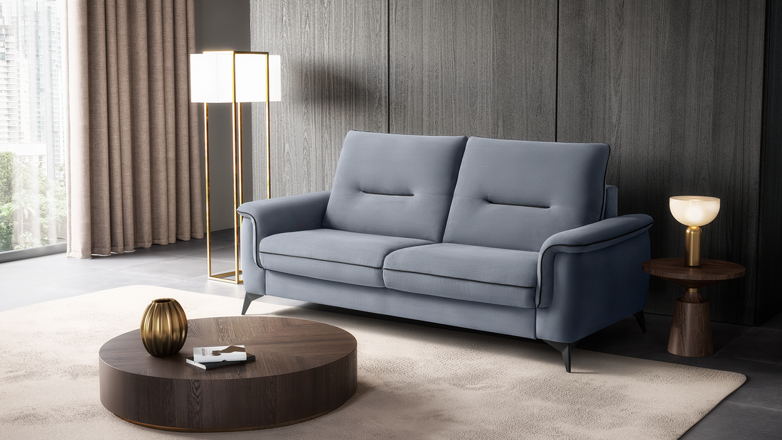 sofa cama com mecanismo rapido em tecido ou pele