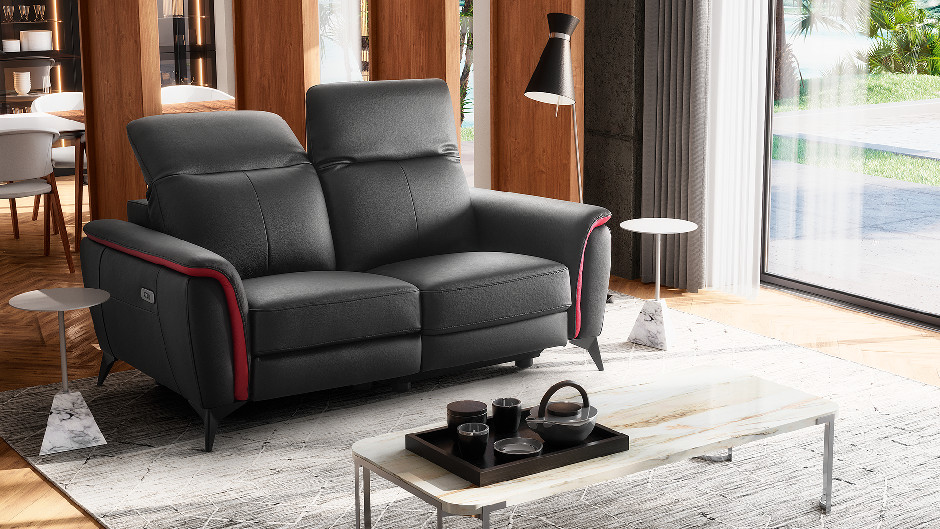 sofá relax em tecido ou pele 